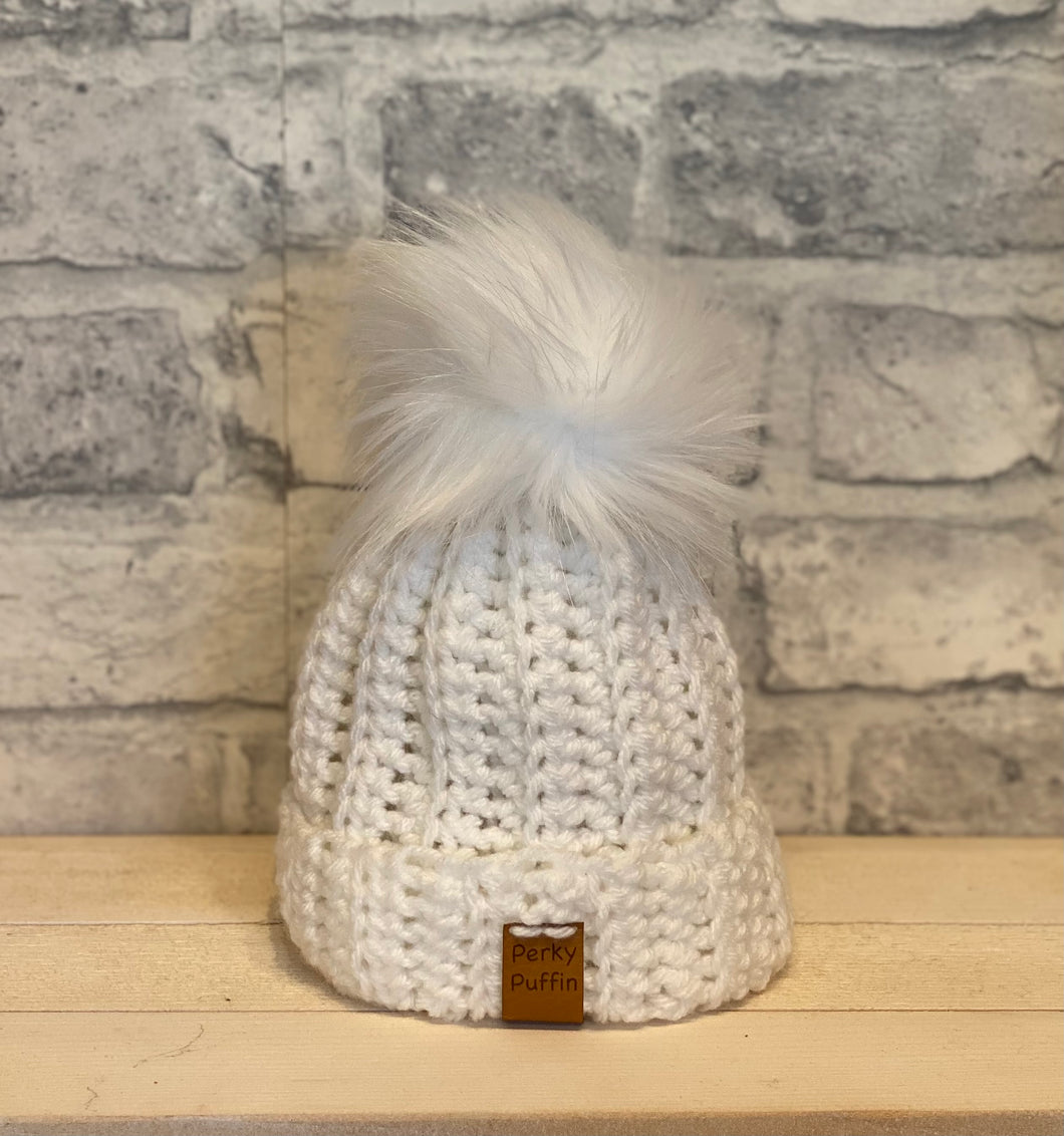 Perky Puffin 0-6 Months Hand Made Crochet Beanie Hat