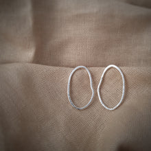 Organic Oval Silver Stud Earrings - Made To Order