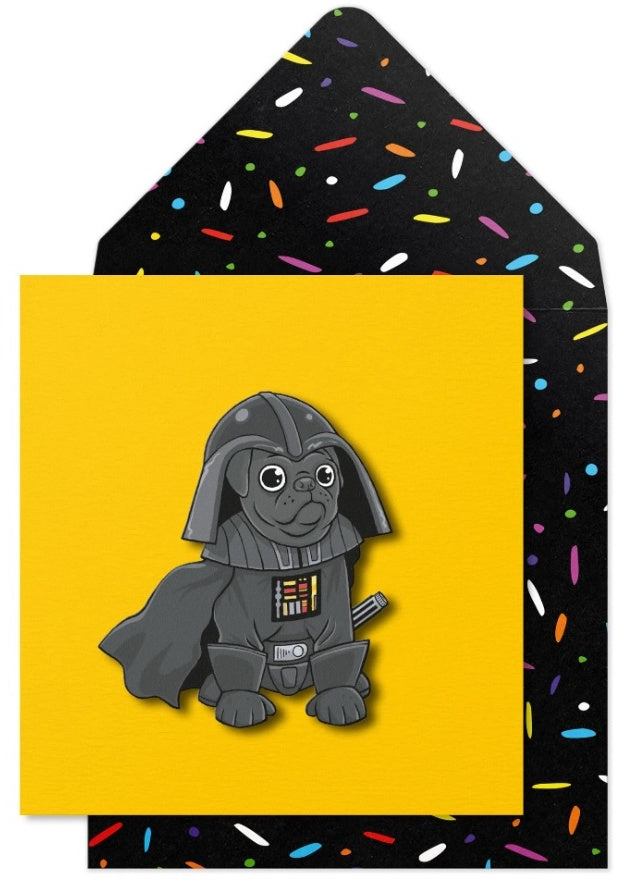 3D Darth Vader Pug Greeting Card