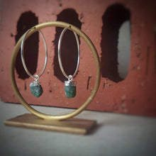 Load image into Gallery viewer, Sterling Silver Hoop Earrings With Emerald Drop - Made To Order
