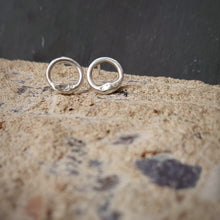 Load image into Gallery viewer, Molten Silver Circle Stud Earrings - Made To Order
