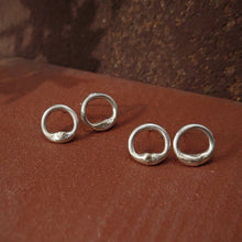 Molten Silver Circle Stud Earrings - Made To Order