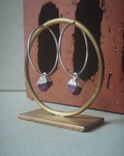Load image into Gallery viewer, Sterling Silver Hoop Earrings With Ruby Drop  - Made To Order
