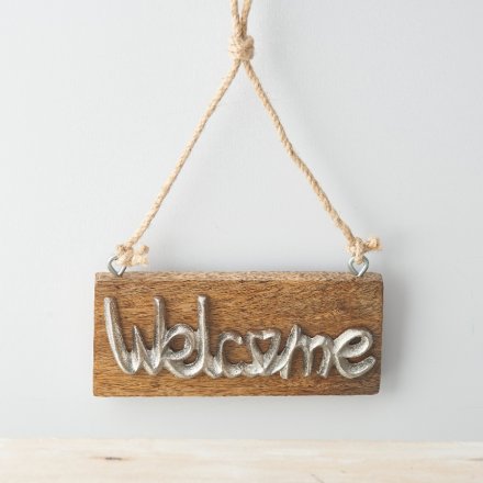 Welcome Wood Plaque 18cm