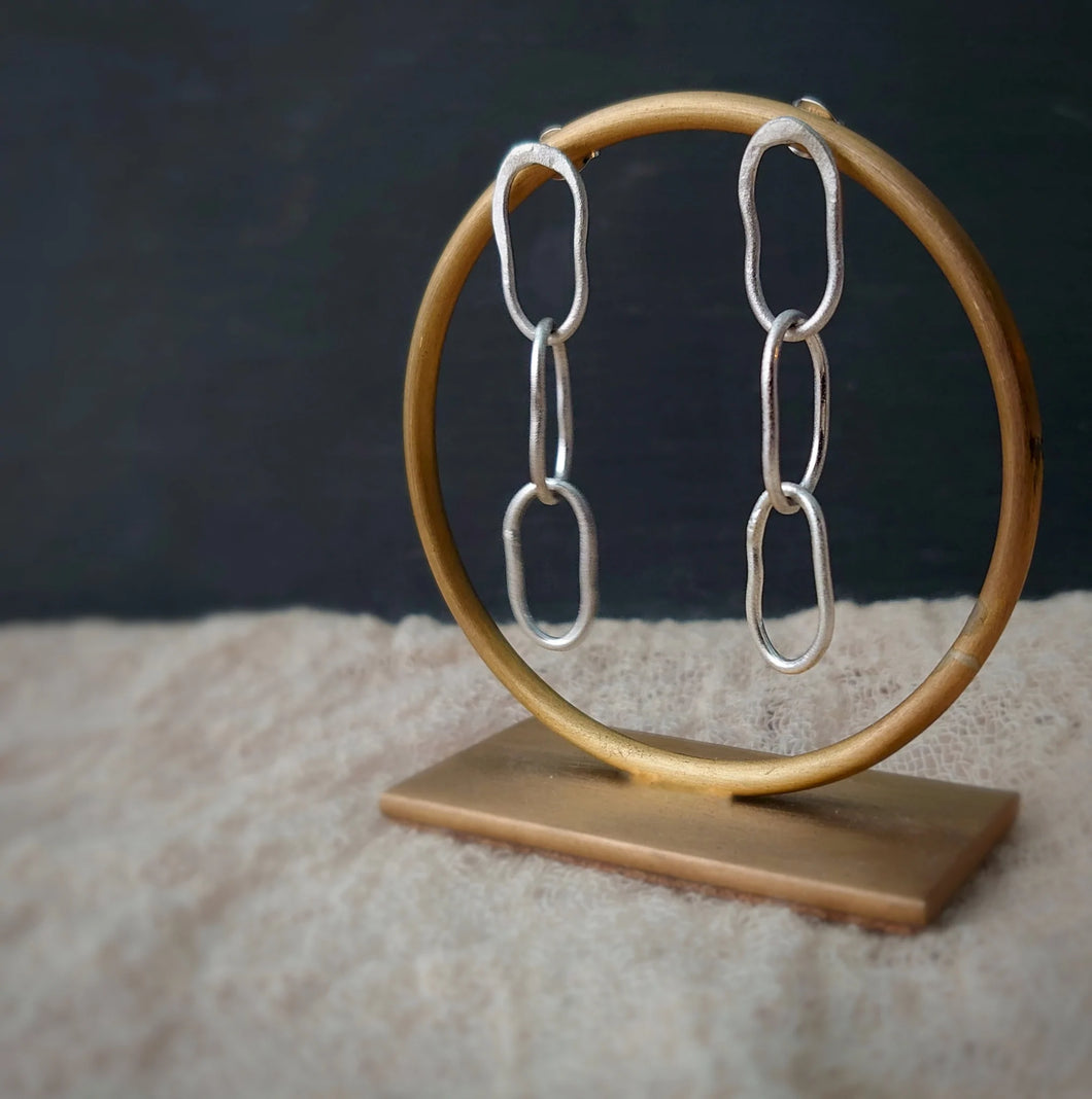 Interlinked Silver Chain Earrings - Made To Order